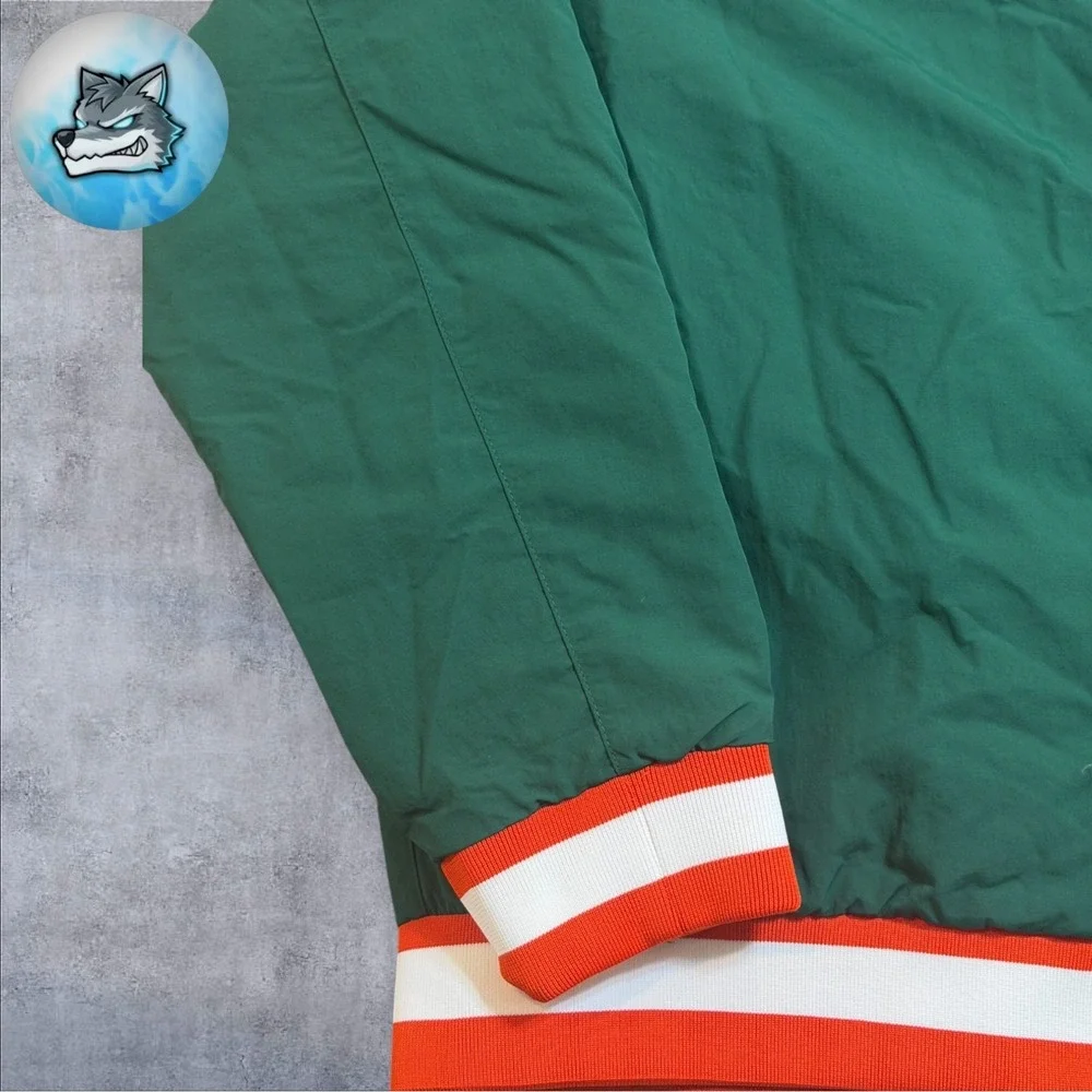NWT Adidas Miami Hurricanes Coaches Dugout Jacket Green Men's Size 2XL JM9976
